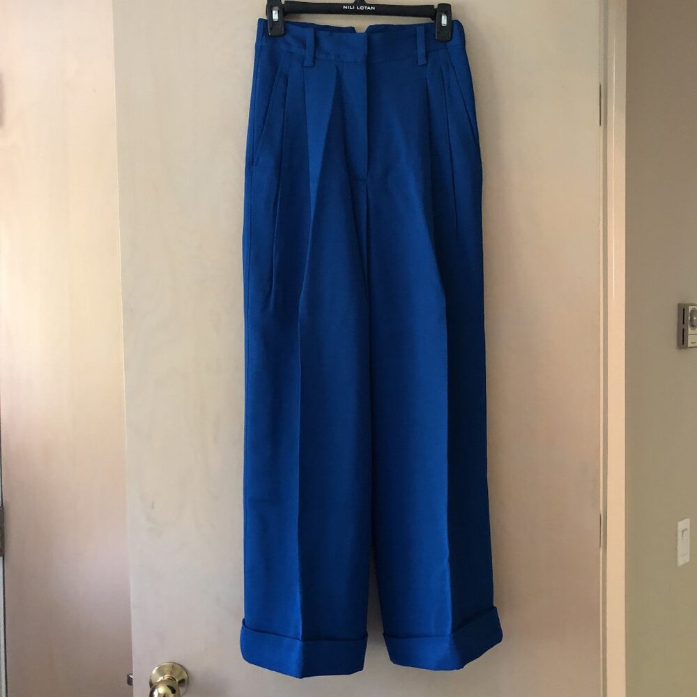 3.1 Phillip Lim Royal Blue Wide Leg Cuffed Pants Size 00
